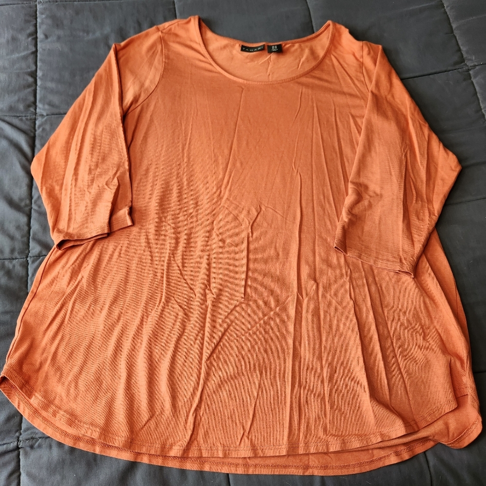 Tahari 3/4 Sleeved Orange Modal Top